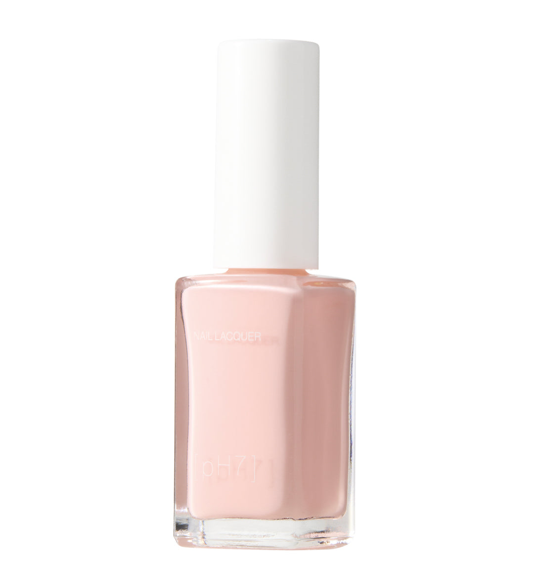 Pink nail polish bottle with white cap on a white background