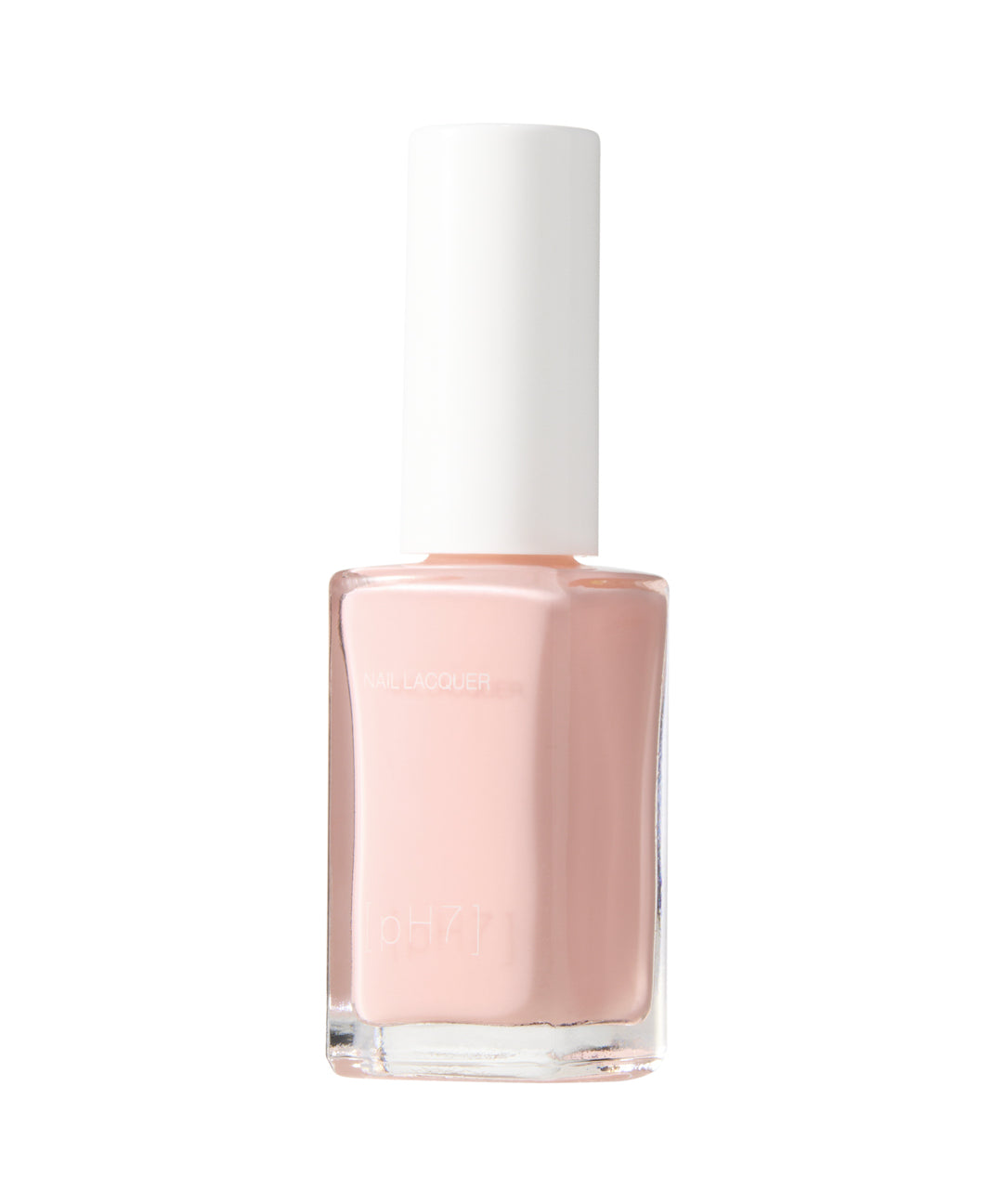 Pink nail polish bottle with white cap on a white background