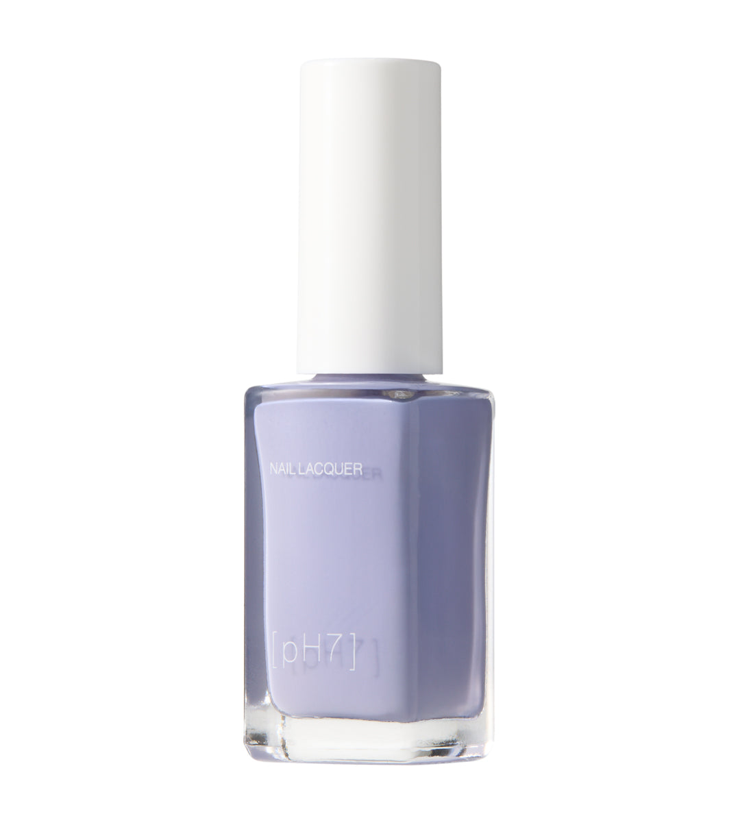 Nail polish bottle with a light purple color on a white background