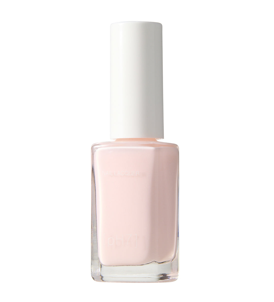 Pink nail polish bottle with white cap on a white background