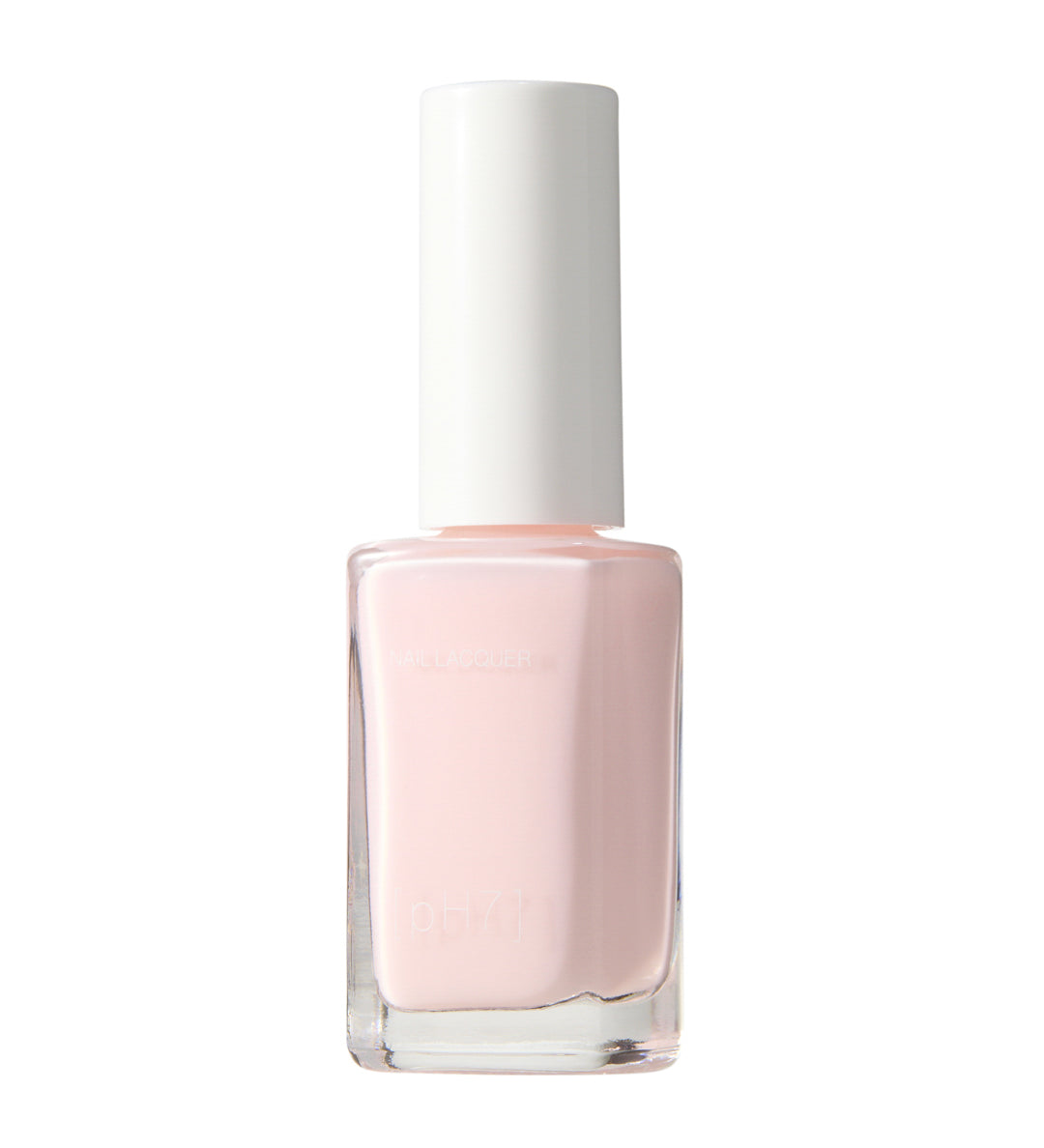 Pink nail polish bottle with white cap on a white background