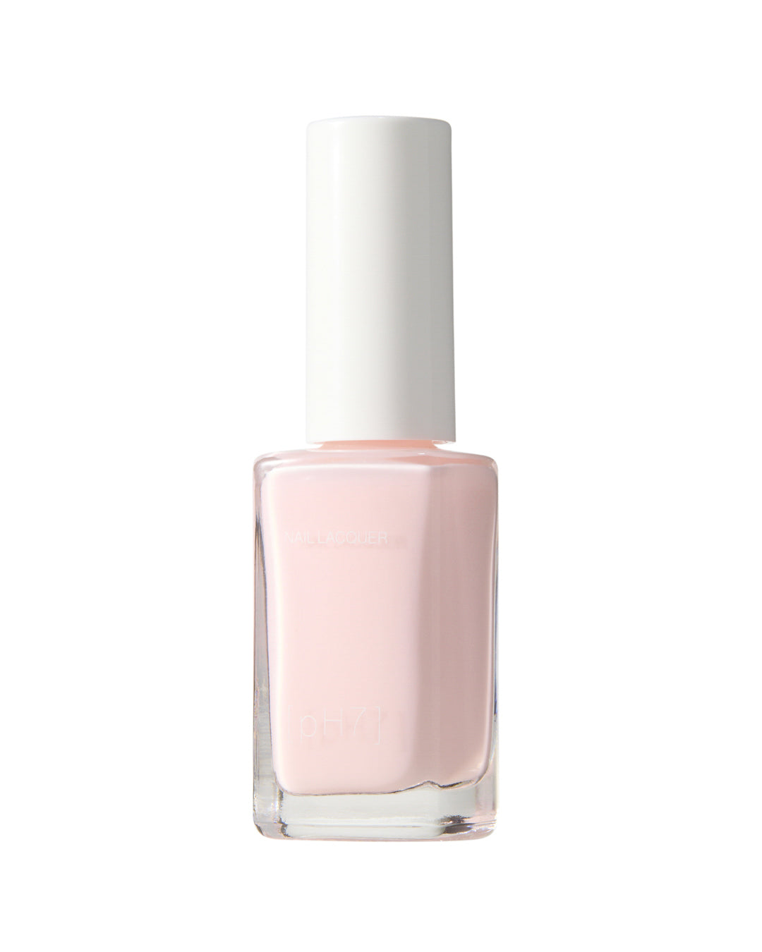 Pink nail polish bottle with white cap on a white background