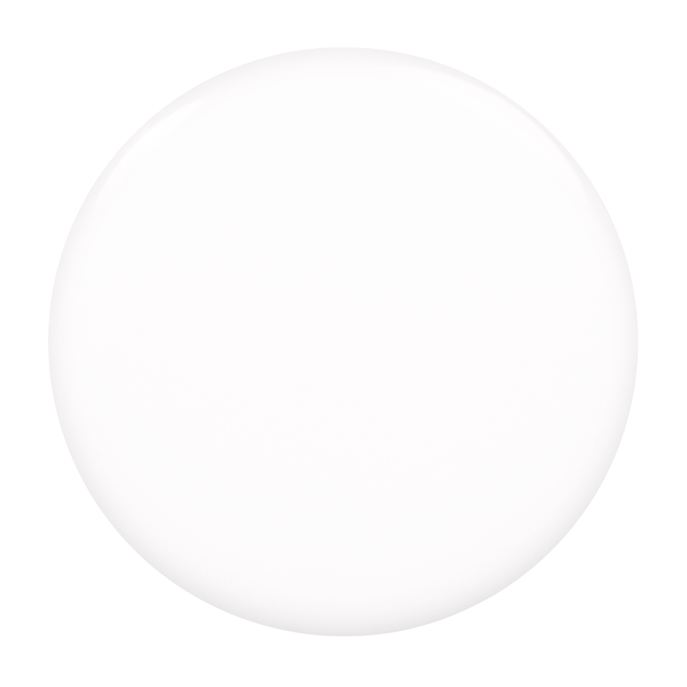 Solid white nail polish swatch on a white background