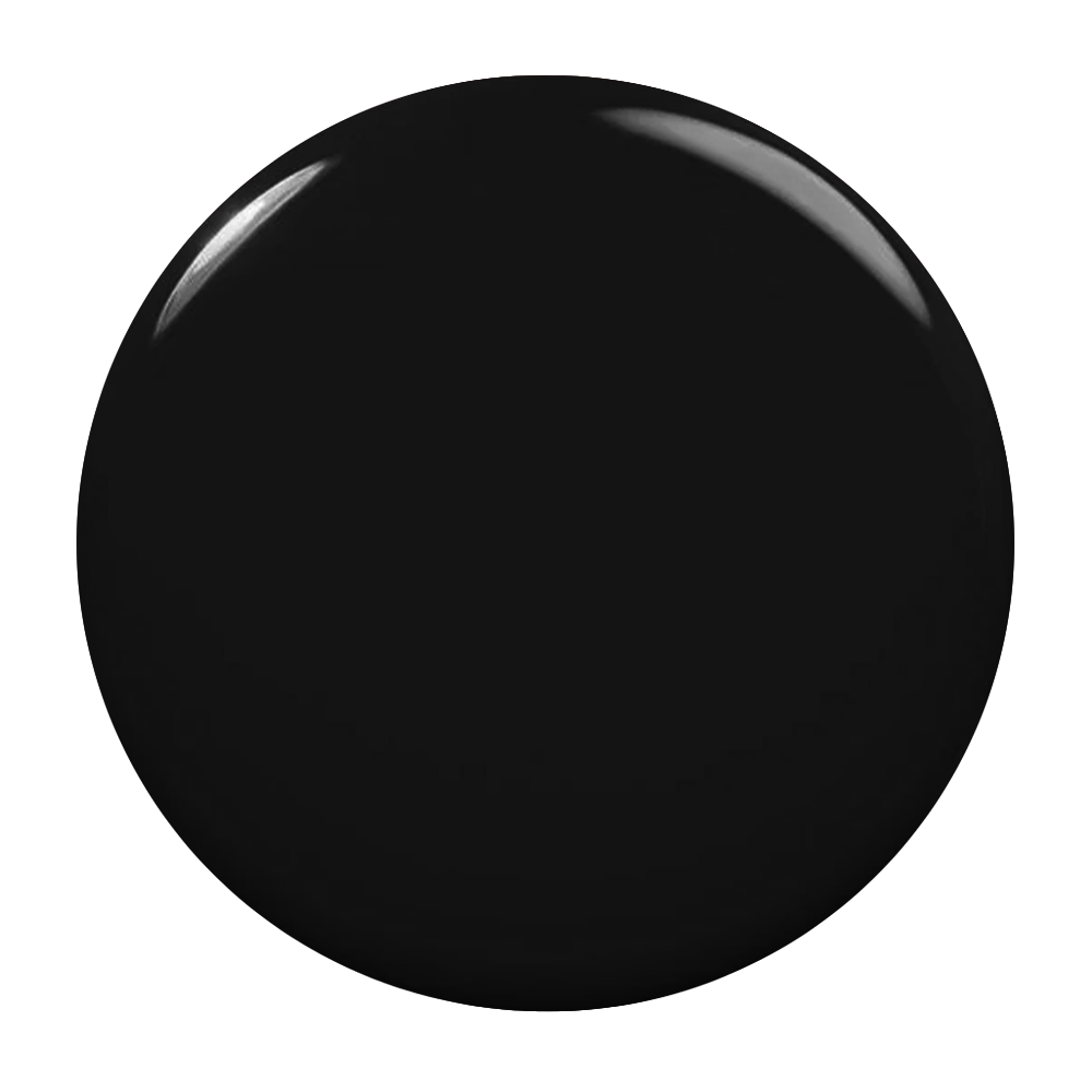 Solid black nail polish swatch on a white background